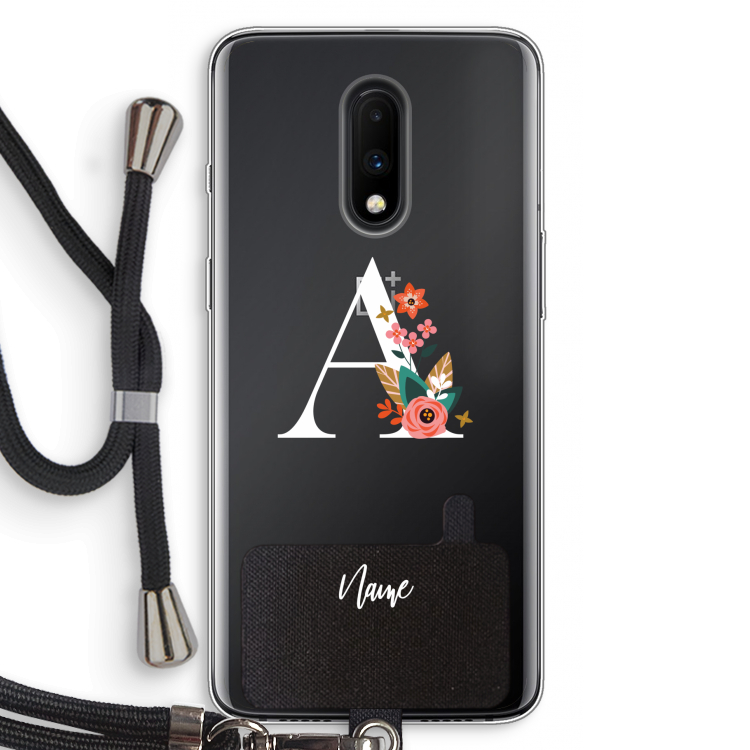 Pink Bouquet: OnePlus 7 Transparant Hoesje met koord