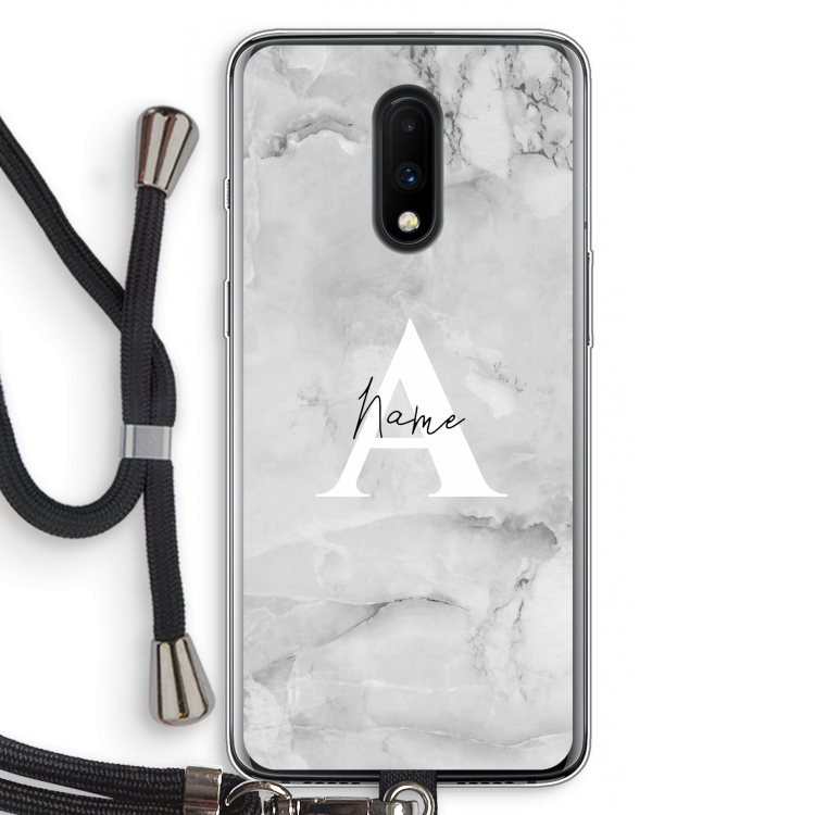 Ivory Marble: OnePlus 7 Transparant Hoesje met koord