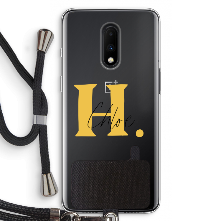 Amber Script: OnePlus 7 Transparant Hoesje met koord