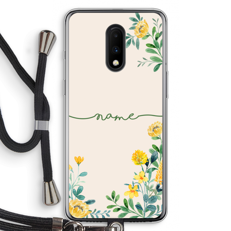 Gele bloemen: OnePlus 7 Transparant Hoesje met koord