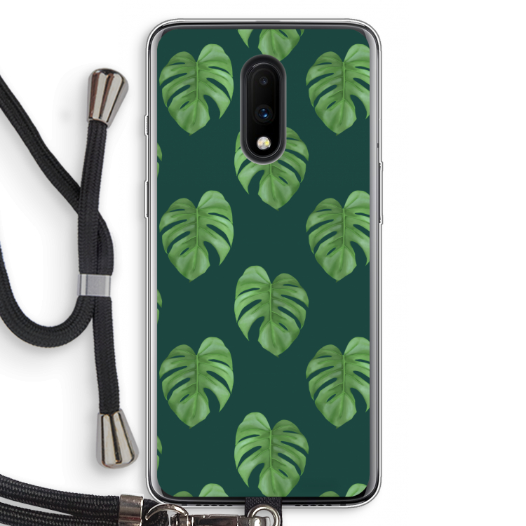 Monstera leaves: OnePlus 7 Transparant Hoesje met koord