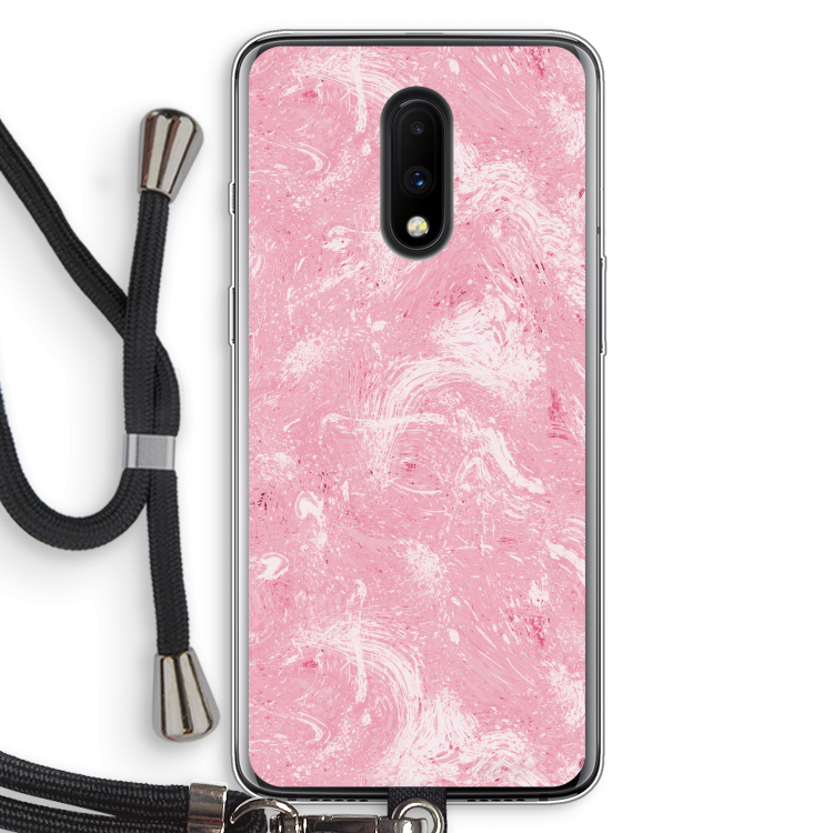 Abstract Painting Pink: OnePlus 7 Transparant Hoesje met koord