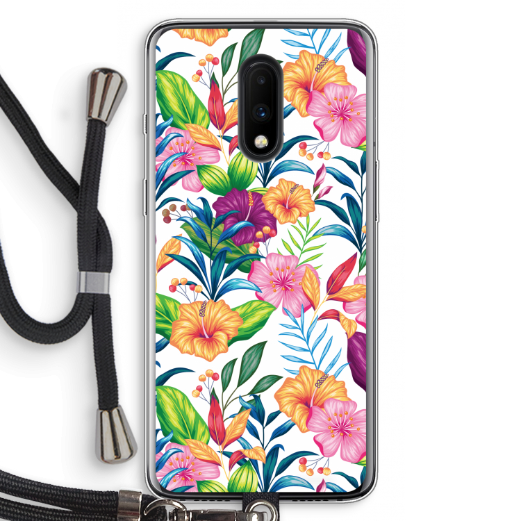 Tropisch 2: OnePlus 7 Transparant Hoesje met koord