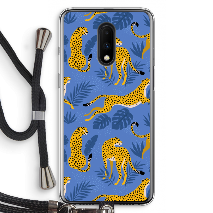Luipaard: OnePlus 7 Transparant Hoesje met koord