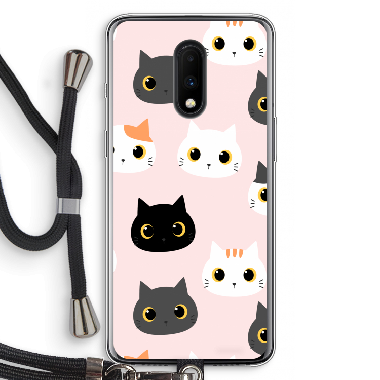 Katten: OnePlus 7 Transparant Hoesje met koord