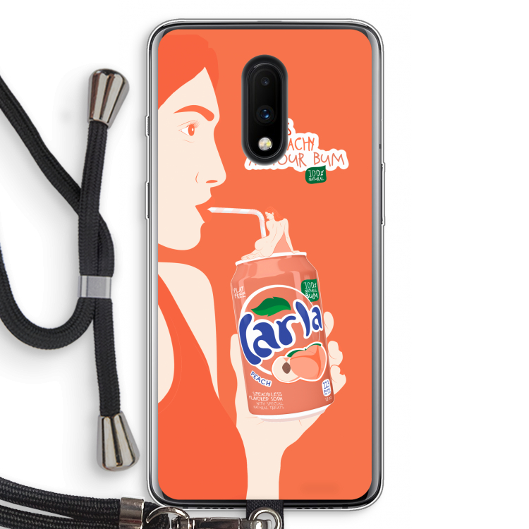 Peach please!: OnePlus 7 Transparant Hoesje met koord
