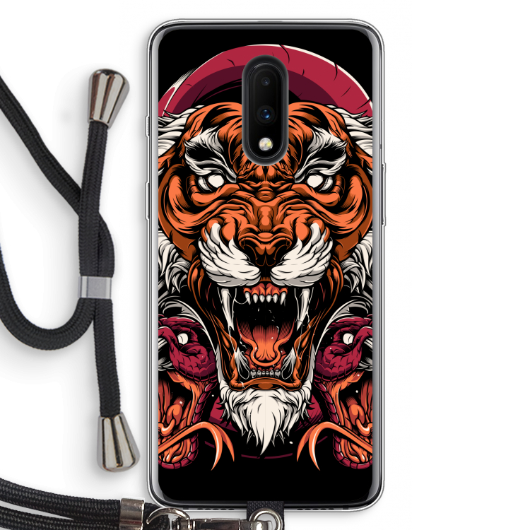 Tiger and Rattlesnakes: OnePlus 7 Transparant Hoesje met koord