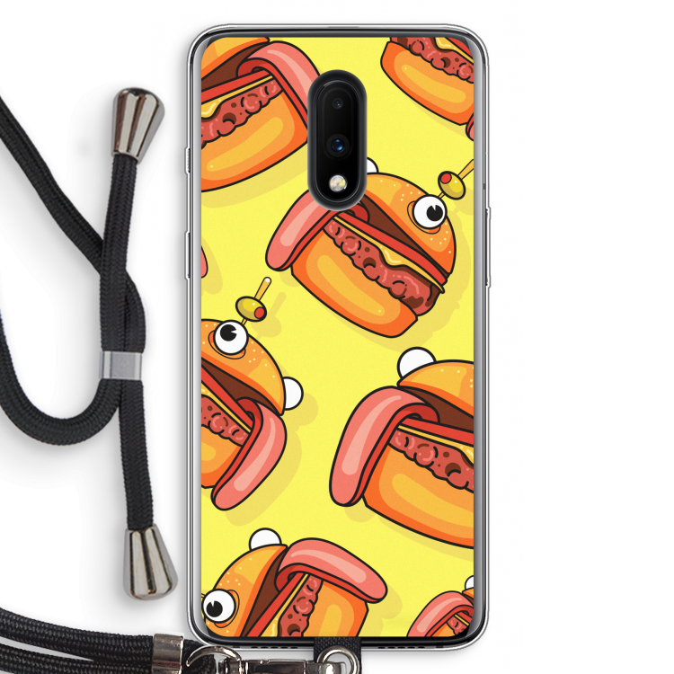 Hamburger: OnePlus 7 Transparant Hoesje met koord