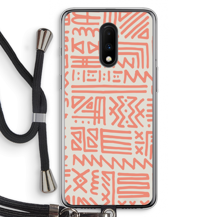 Marrakech Pink: OnePlus 7 Transparant Hoesje met koord