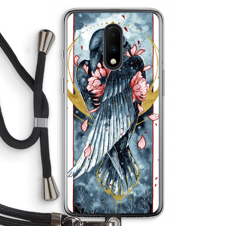 Golden Raven: OnePlus 7 Transparant Hoesje met koord