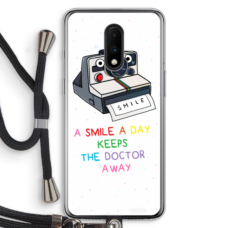 Smile: OnePlus 7 Transparant Hoesje met koord