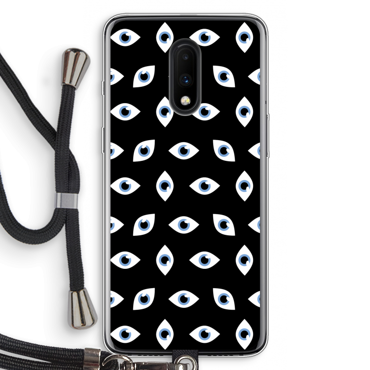 Eyes pattern: OnePlus 7 Transparant Hoesje met koord