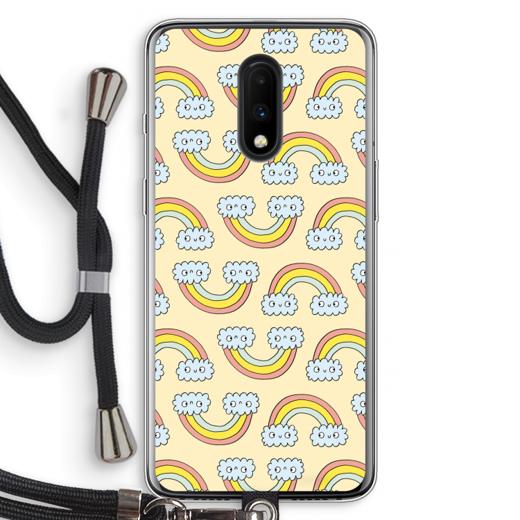 Regenboog: OnePlus 7 Transparant Hoesje met koord