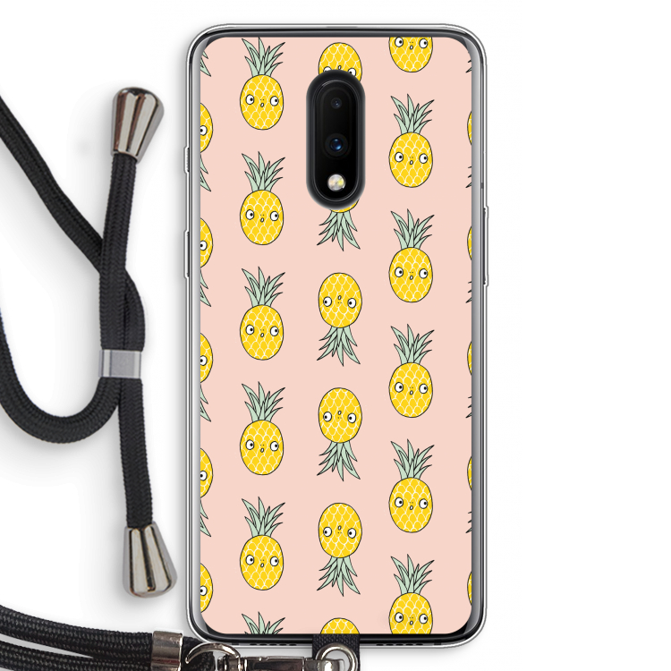 Ananas: OnePlus 7 Transparant Hoesje met koord