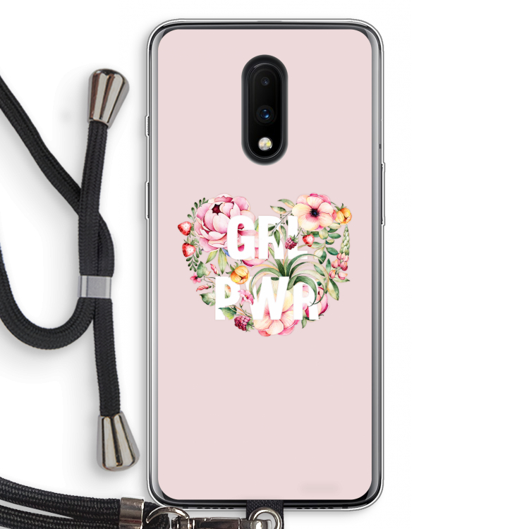 GRL PWR Flower: OnePlus 7 Transparant Hoesje met koord