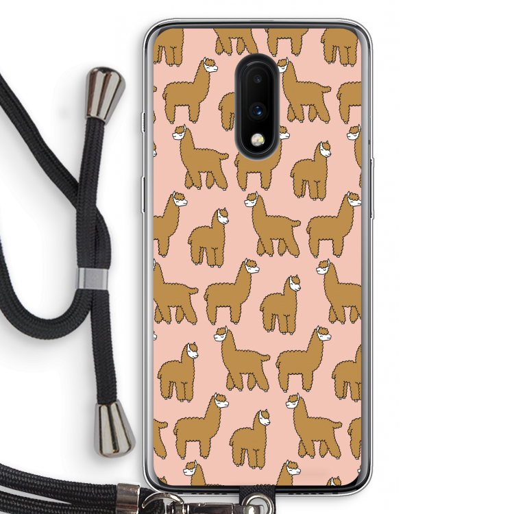Alpacas: OnePlus 7 Transparant Hoesje met koord