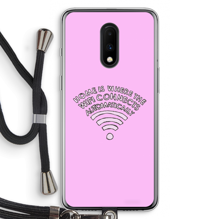 Home Is Where The Wifi Is: OnePlus 7 Transparant Hoesje met koord