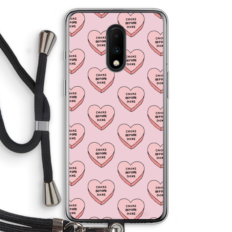 Chicks before dicks: OnePlus 7 Transparant Hoesje met koord
