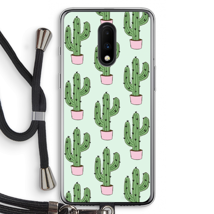 Cactus Lover: OnePlus 7 Transparant Hoesje met koord