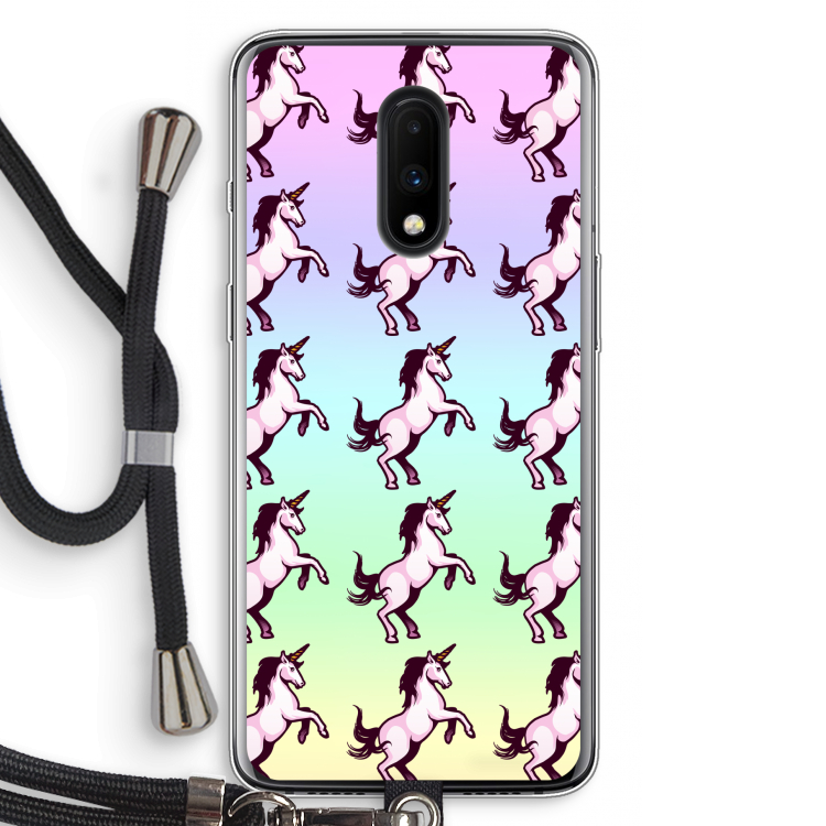 Musketon Unicorn: OnePlus 7 Transparant Hoesje met koord