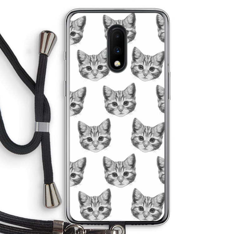 Kitten: OnePlus 7 Transparant Hoesje met koord
