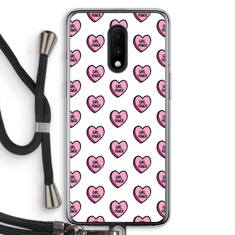 GIRL POWER: OnePlus 7 Transparant Hoesje met koord