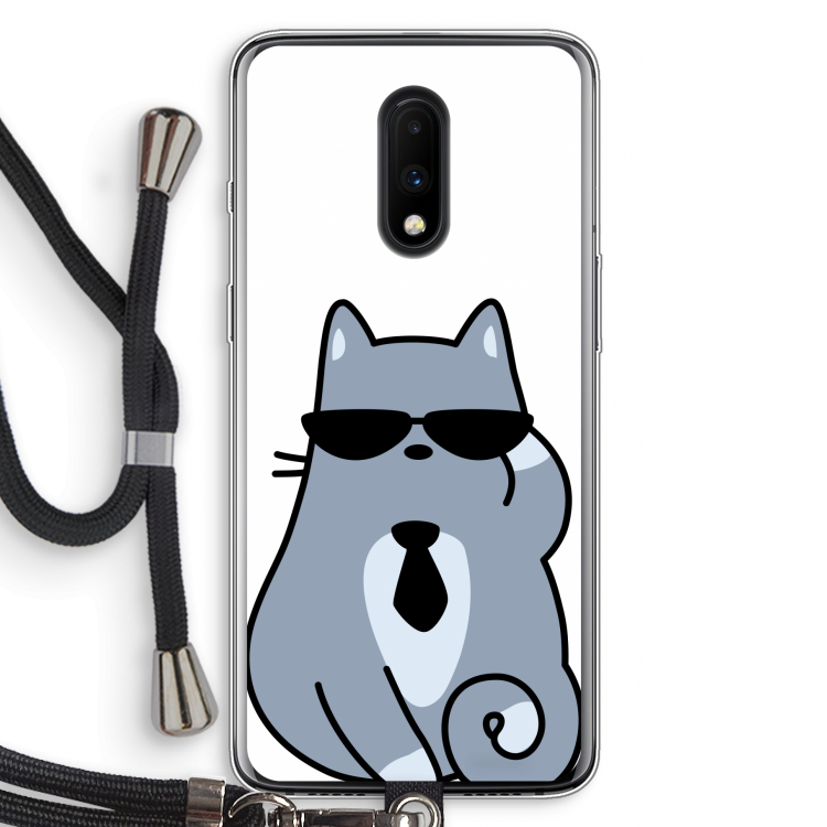Cool cat: OnePlus 7 Transparant Hoesje met koord
