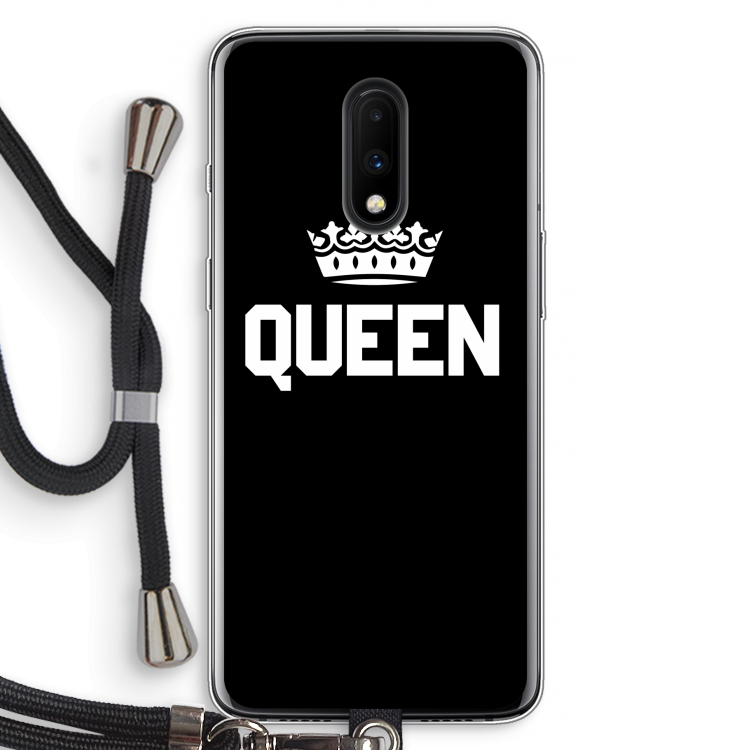 Queen zwart: OnePlus 7 Transparant Hoesje met koord