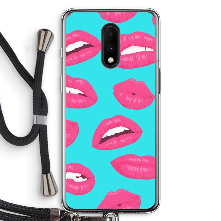 Bite my lip: OnePlus 7 Transparant Hoesje met koord