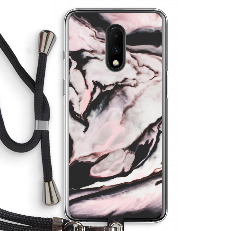 Roze stroom: OnePlus 7 Transparant Hoesje met koord