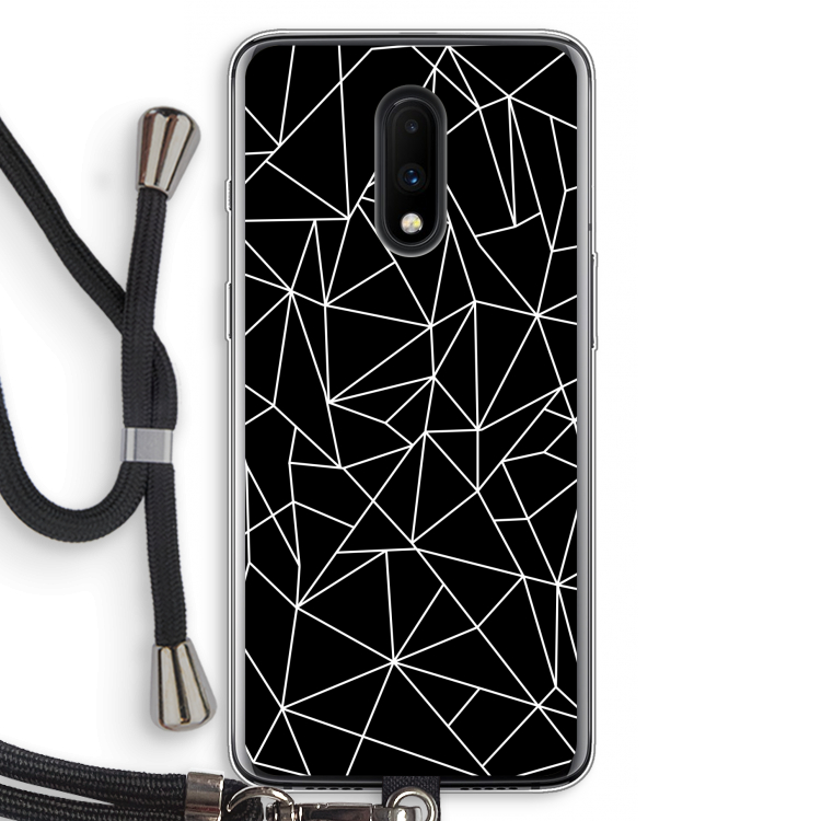 Geometrische lijnen wit: OnePlus 7 Transparant Hoesje met koord