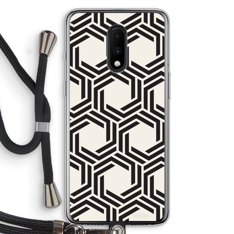 Geometrisch patroon: OnePlus 7 Transparant Hoesje met koord