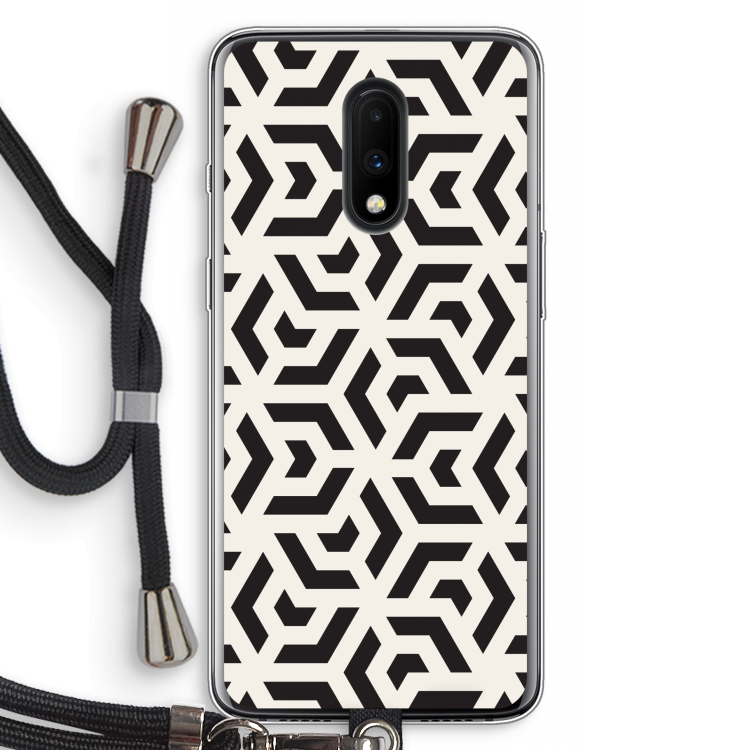 Crazy pattern: OnePlus 7 Transparant Hoesje met koord