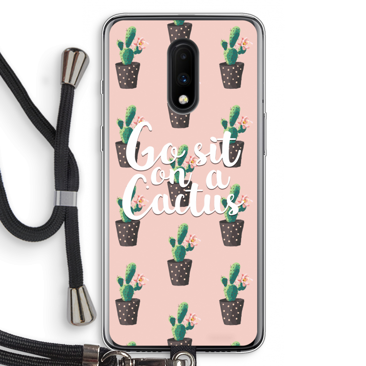 Cactus quote: OnePlus 7 Transparant Hoesje met koord
