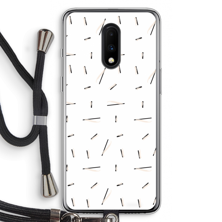 Hipster stripes: OnePlus 7 Transparant Hoesje met koord
