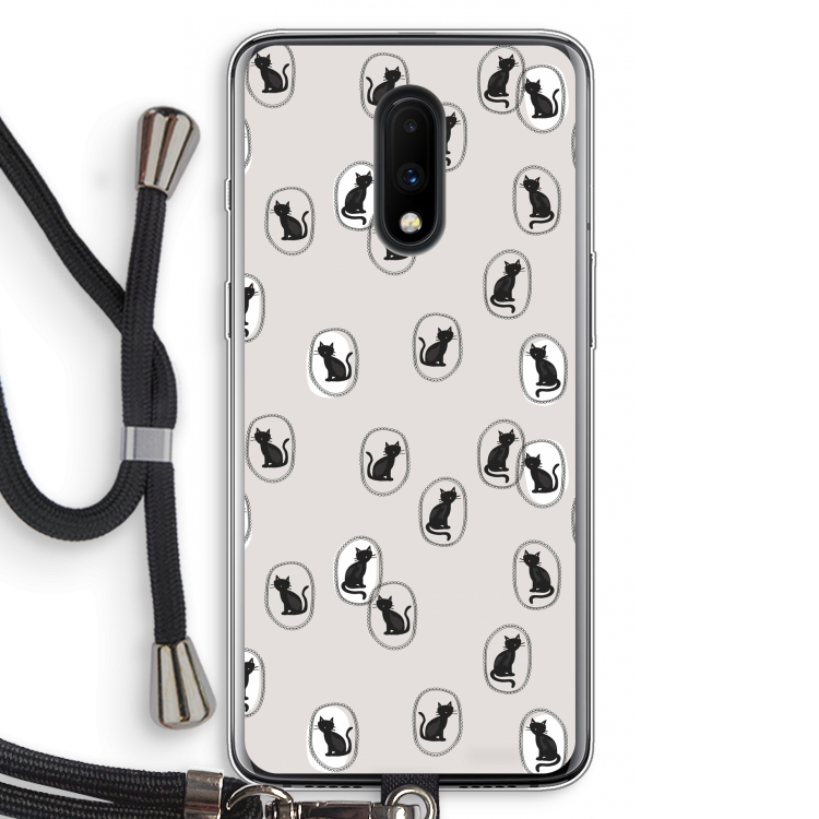 Miauw: OnePlus 7 Transparant Hoesje met koord
