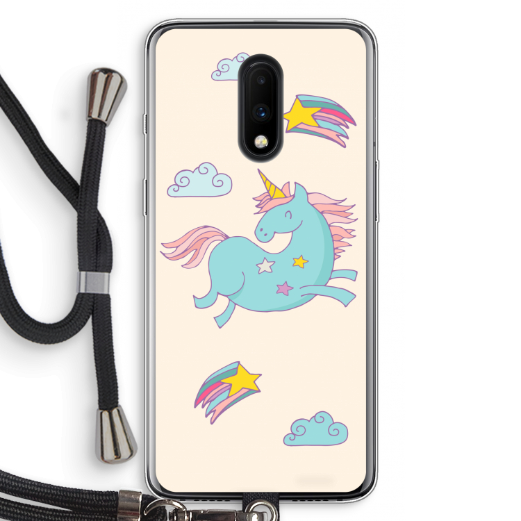 Vliegende eenhoorn: OnePlus 7 Transparant Hoesje met koord