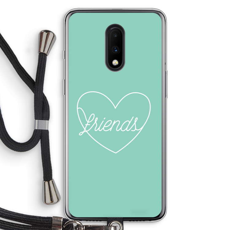 Friends heart pastel: OnePlus 7 Transparant Hoesje met koord