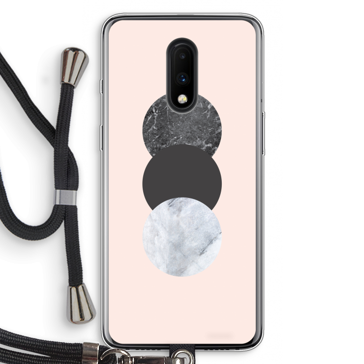 Marmeren cirkels: OnePlus 7 Transparant Hoesje met koord