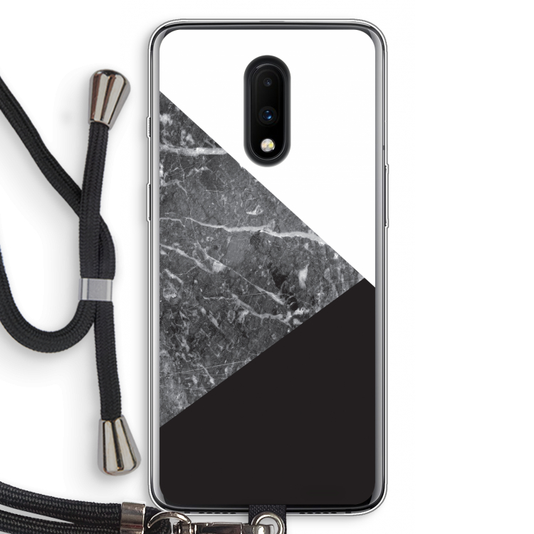 Combinatie marmer: OnePlus 7 Transparant Hoesje met koord