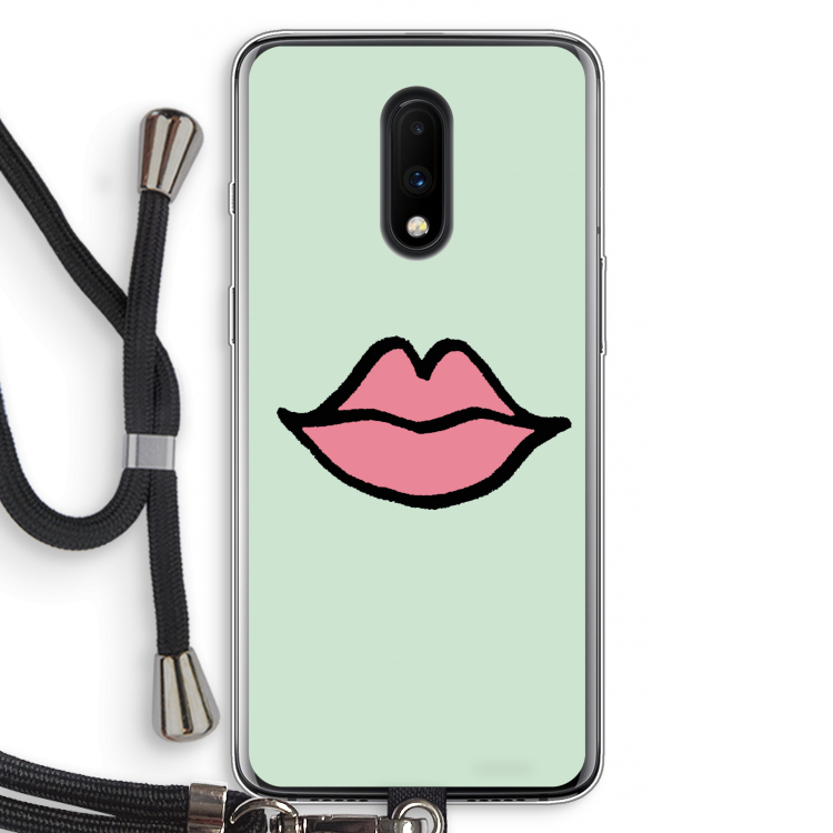 Kusje: OnePlus 7 Transparant Hoesje met koord