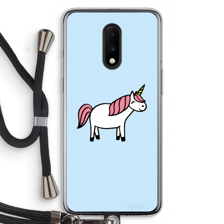 Eenhoorn: OnePlus 7 Transparant Hoesje met koord