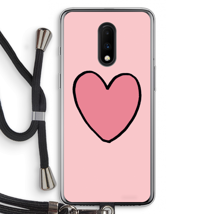 Hartje: OnePlus 7 Transparant Hoesje met koord