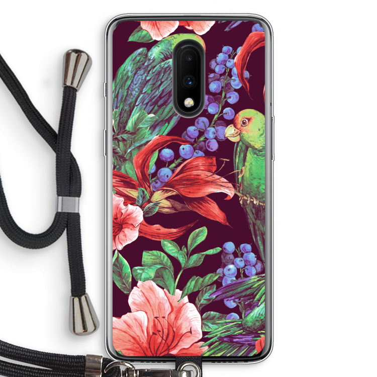 Papegaaien: OnePlus 7 Transparant Hoesje met koord