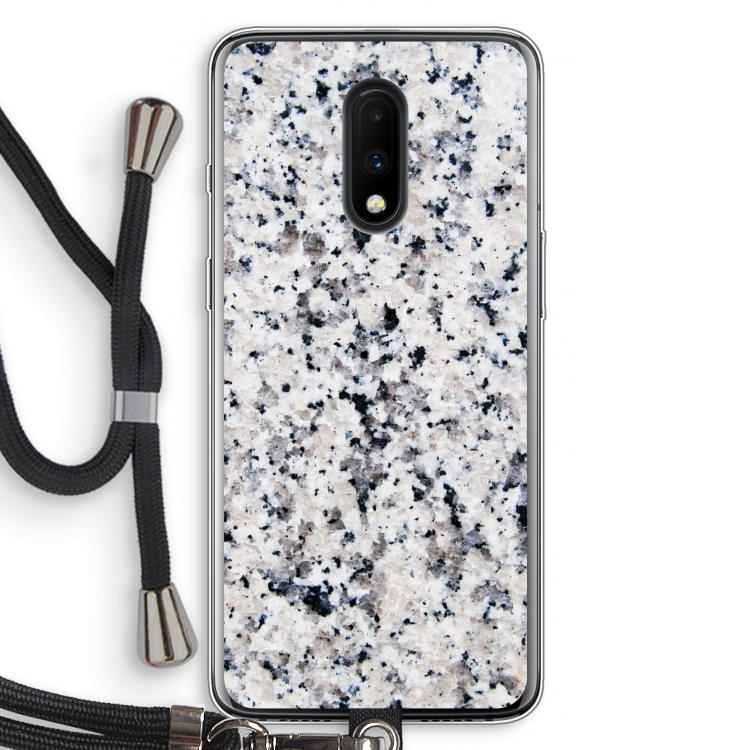 Gespikkelde marmer: OnePlus 7 Transparant Hoesje met koord