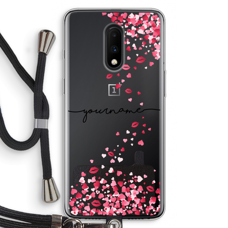 Hartjes en kusjes: OnePlus 7 Transparant Hoesje met koord