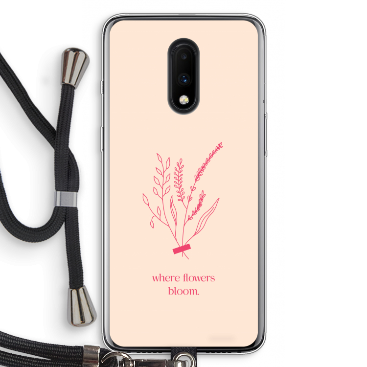 Where flowers bloom: OnePlus 7 Transparant Hoesje met koord