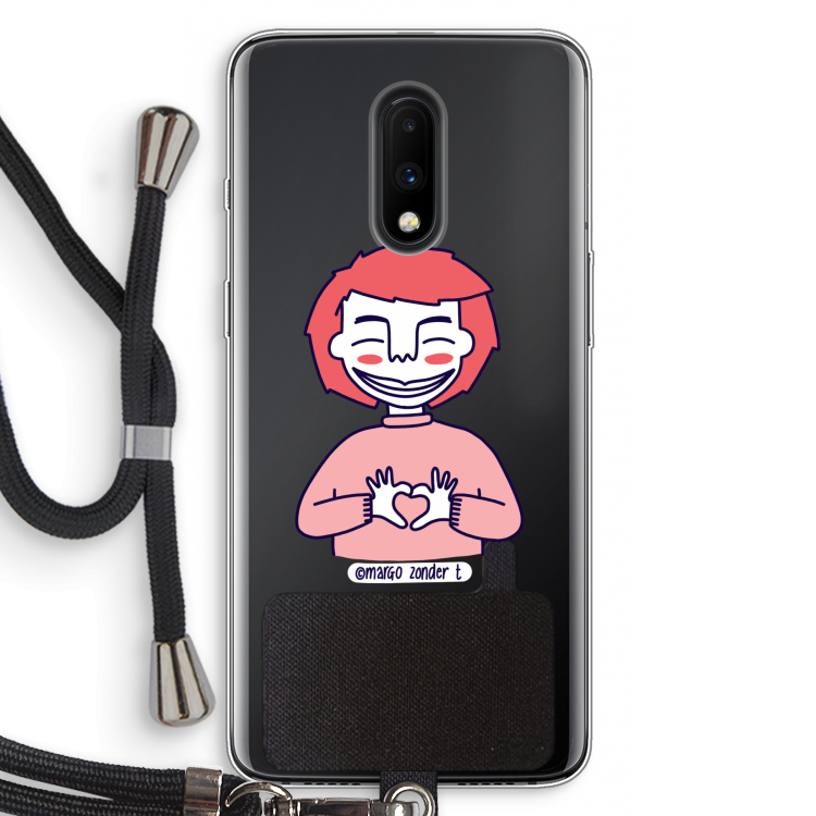Hartje: OnePlus 7 Transparant Hoesje met koord