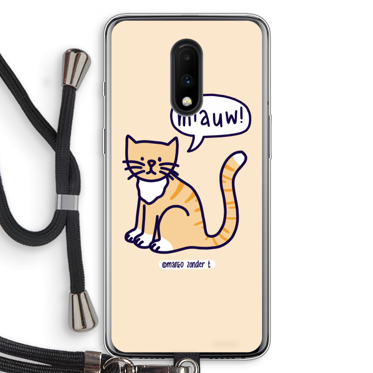 Miauw: OnePlus 7 Transparant Hoesje met koord