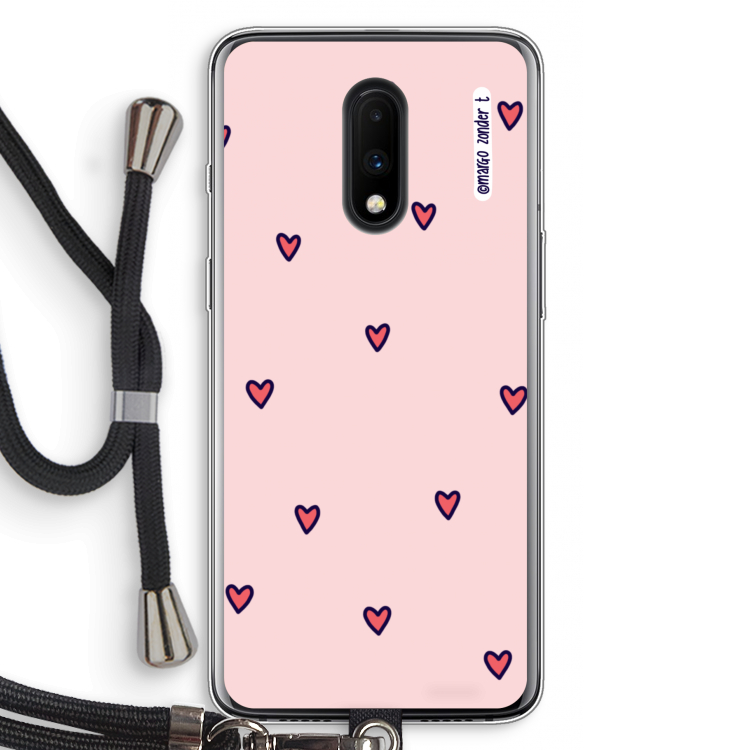 Hartjes: OnePlus 7 Transparant Hoesje met koord